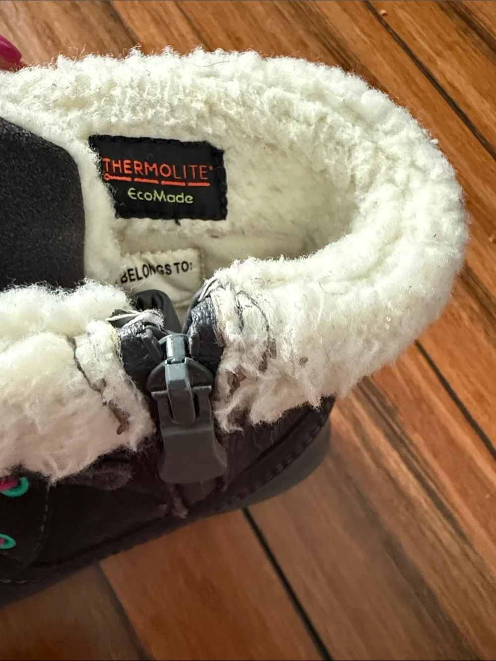 Kids Winter Boot with Pink Accent - Faux Fur Lined